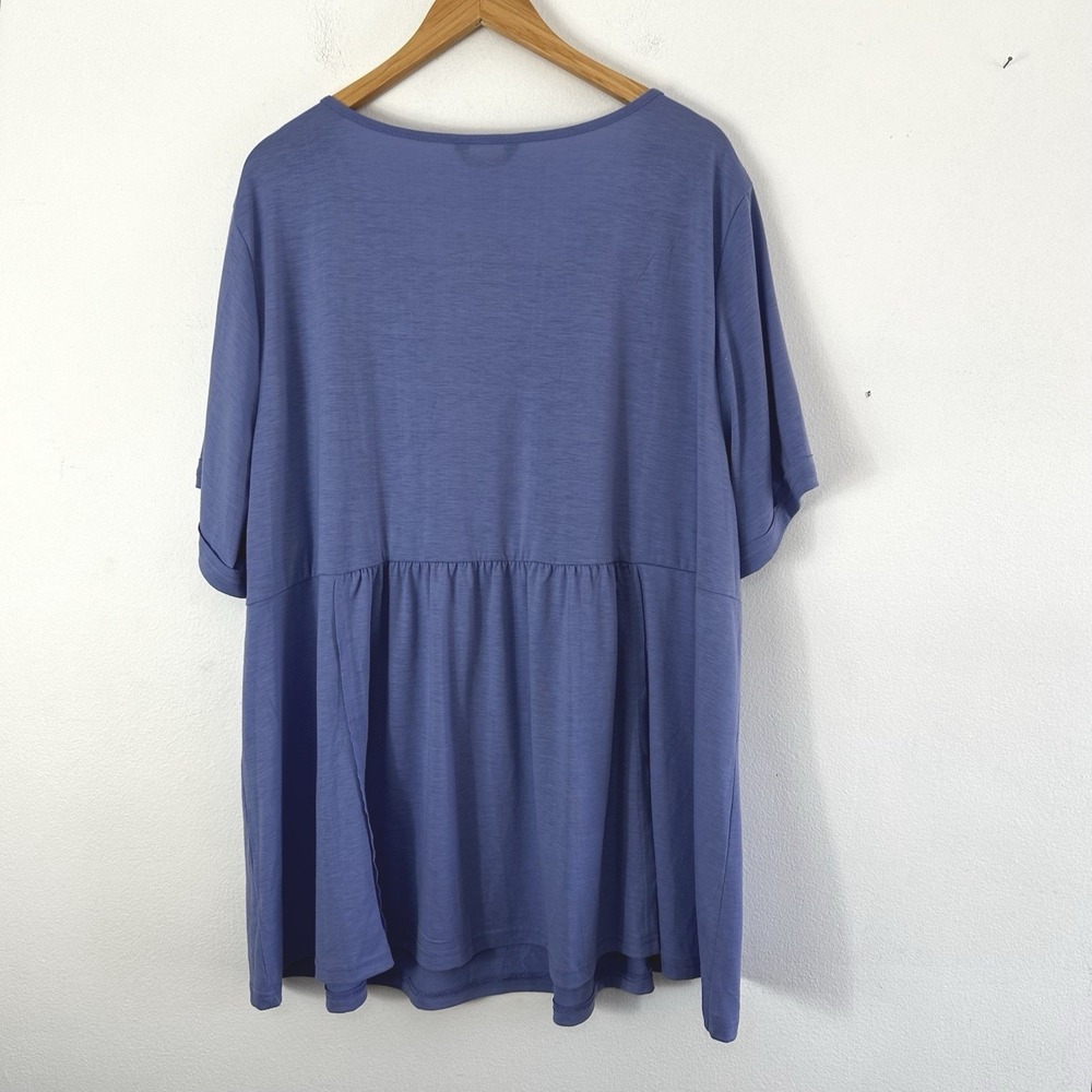 Bloomchic Tunic Top Womens Size‎ 26 Short Sleeve Purple Pullover Stretch Comfort - Picture 5 of 7